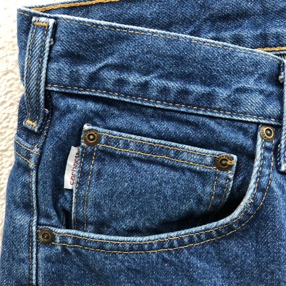 Carhartt Mens Workwear Jeans Size 42x30 B18 DST Traditional Fit Irregular Blue - Picture 8 of 16